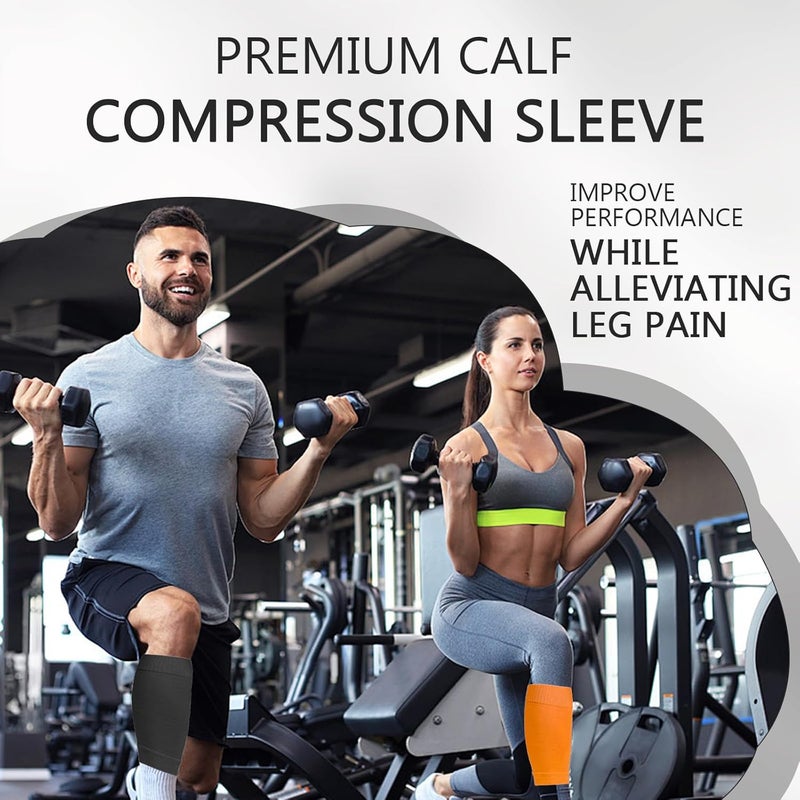 panthra 3 Pairs Calf Compression Sleeve, Footless Compression Socks, Comes with 3 Pairs of Sleeves, Suitable for Runners, Football Players and Cyclists Unisex (Black, White, Orange, One Size) - Image 3